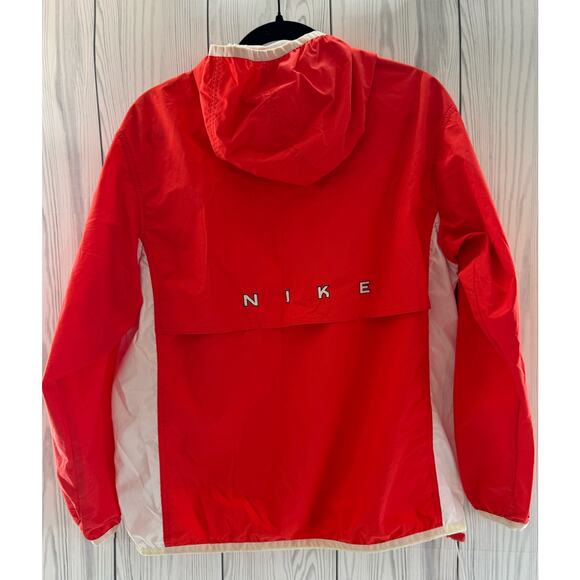 Vintage 1990s Nike Windbreaker Jacket Orange/Red Pullover Logo Size Med - Picture 2 of 12